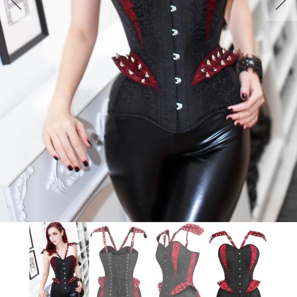 NWOT Steampunk Studded Overbust Corset - Picture 4 of 8